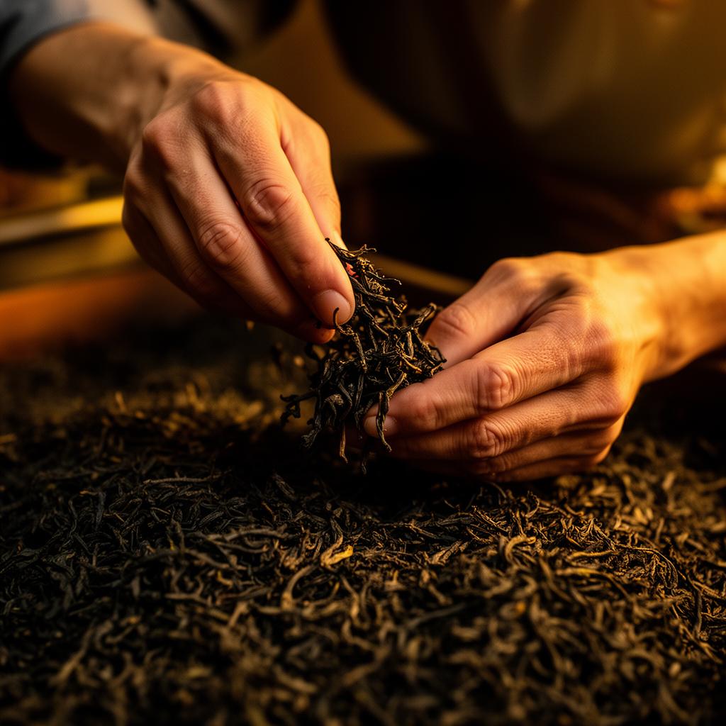 Hand-sorting tea leaves