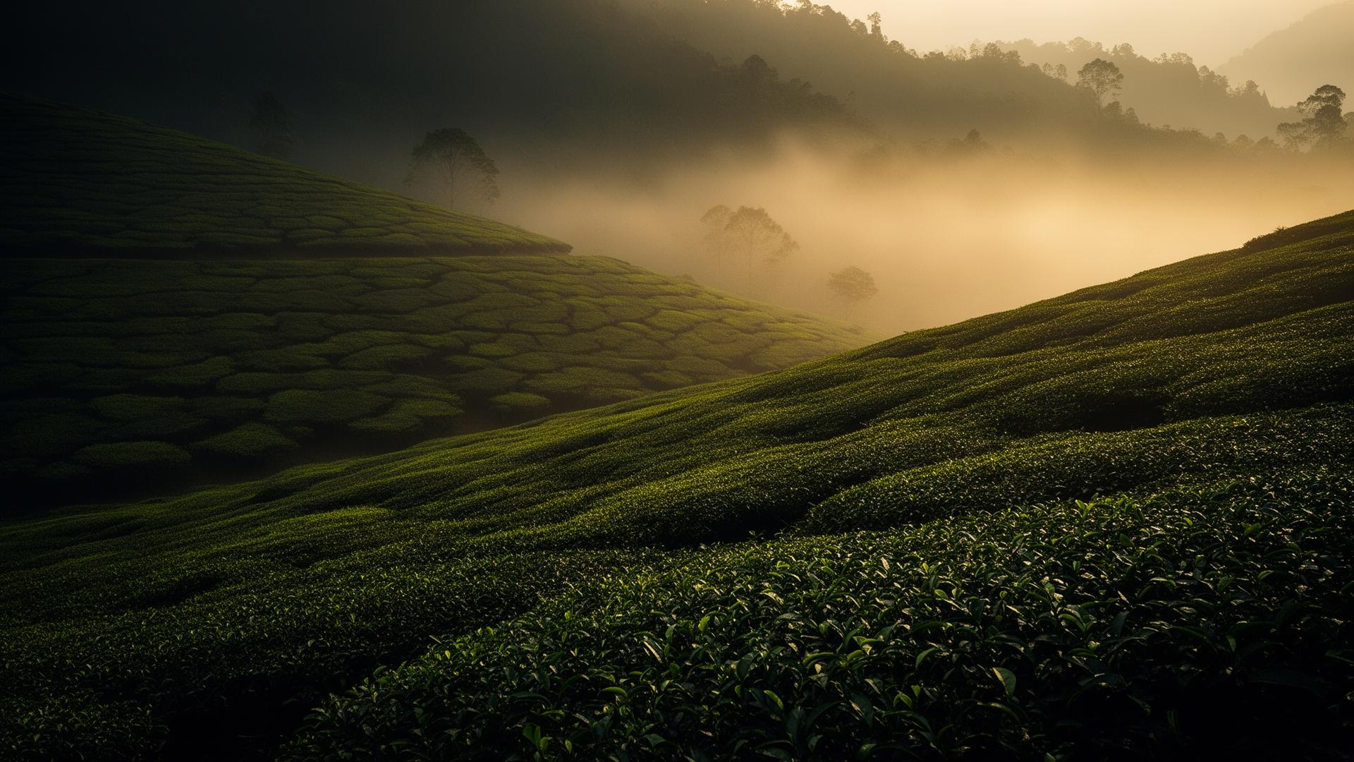 Malwa tea plantation at dawn